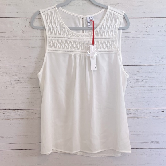Elle Cream Colored Sleeveless Shell Blouse, size XL, NWT - Picture 1 of 11